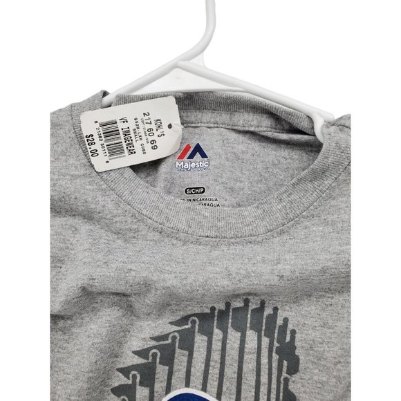Majestic Chicago Cubs Men’s Shirt World Series Champions 2016 NWT Gray Small - Picture 7 of 7